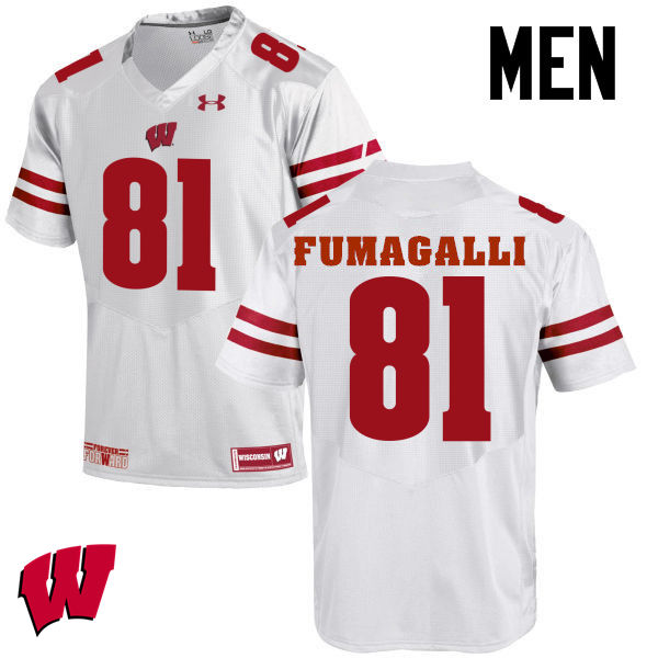 Men Wisconsin Badgers #81 Troy Fumagalli College Football Jerseys-White - Click Image to Close